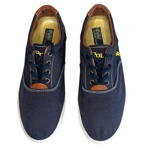 POLO RALPH LAUREN Vito Canvas and Leather Sneaker Blue M 7/W 8.5